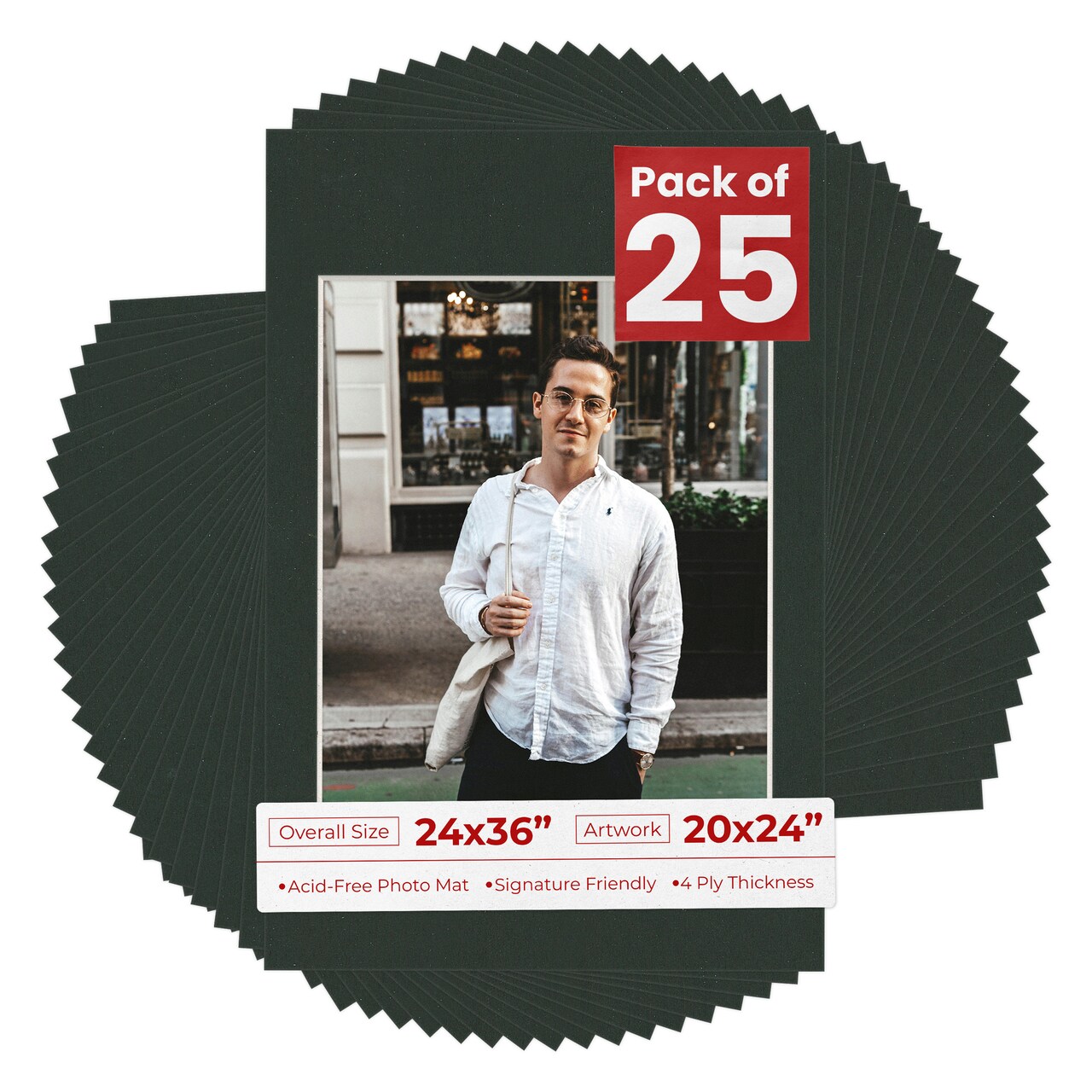 Textured Black Mat Board for 24x36 Frames - Fits 20x24 Photos